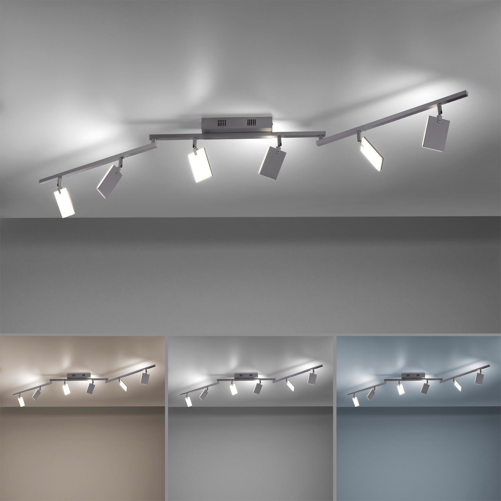 Paul Neuhaus LED Deckenlampe mit 6 Spots PURE-MIRA alufarbig