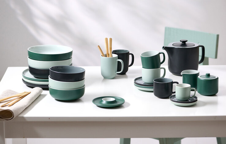 Ritzenhoff & Breker Dessertteller JASPER 6er Set mintgrün/ weiß