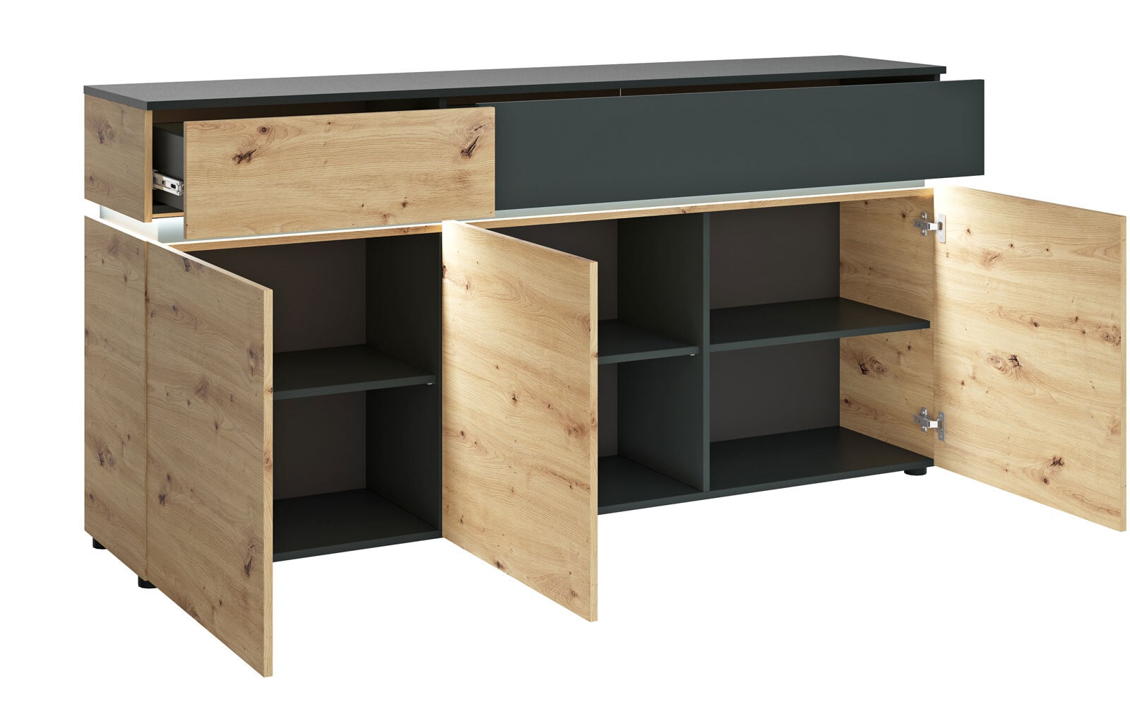 Sideboard LUCI 180,5 x 90 cm Eiche grau