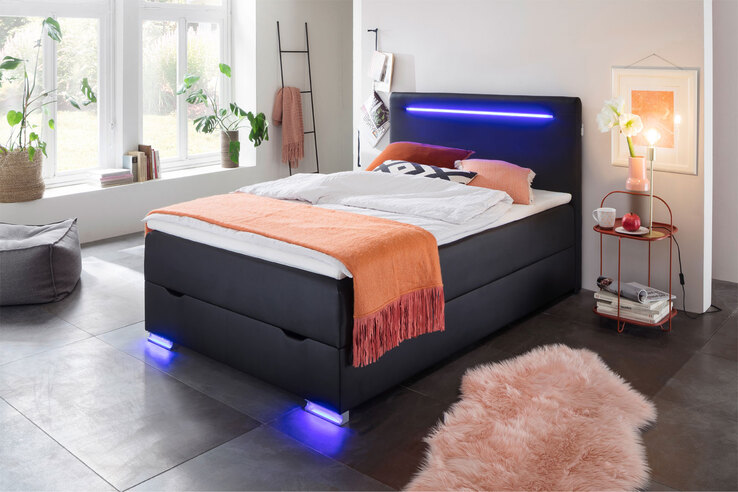 Boxspringbett LAS VEGAS 140 x 200 cm schwarz