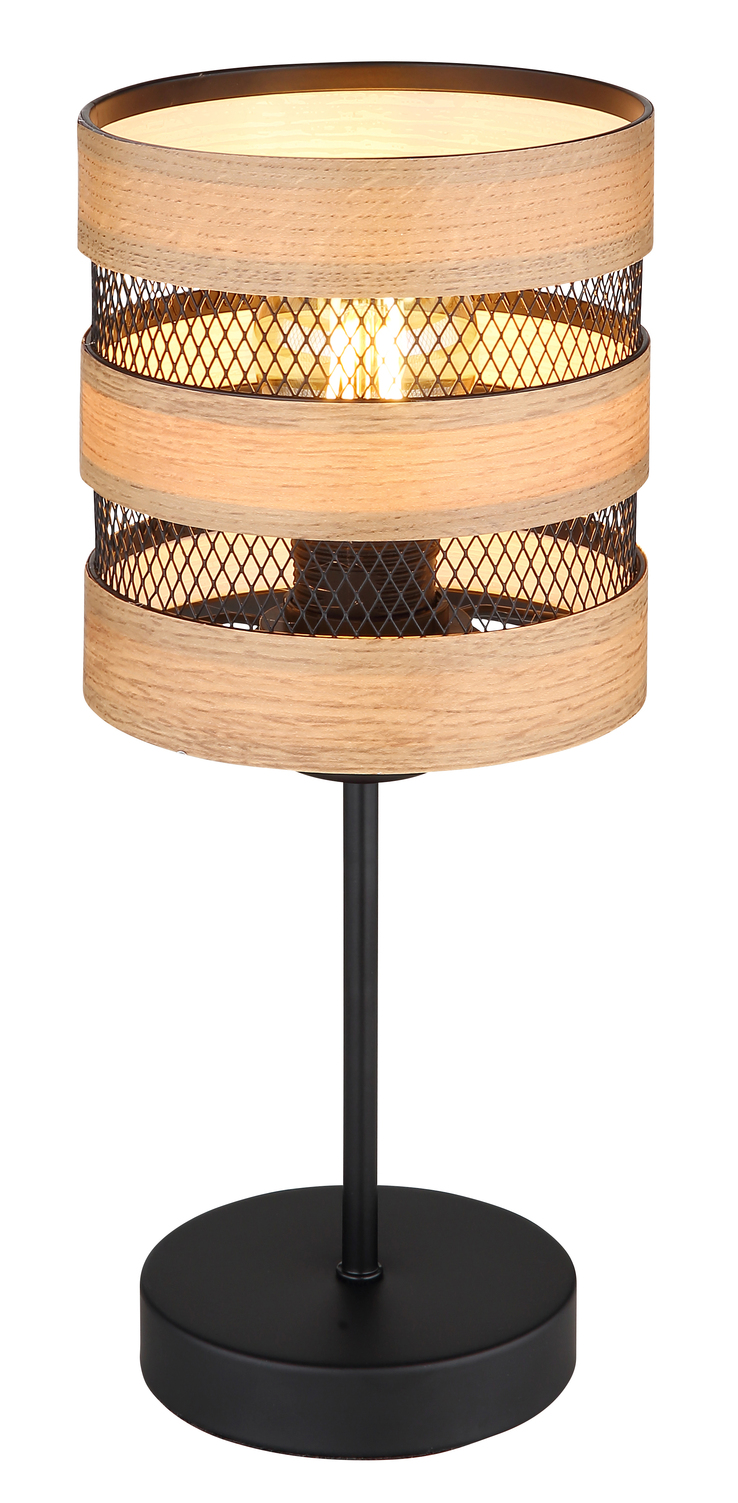 GLOBO Retrofit Tischlampe MOITAS schwarz /naturfarbig