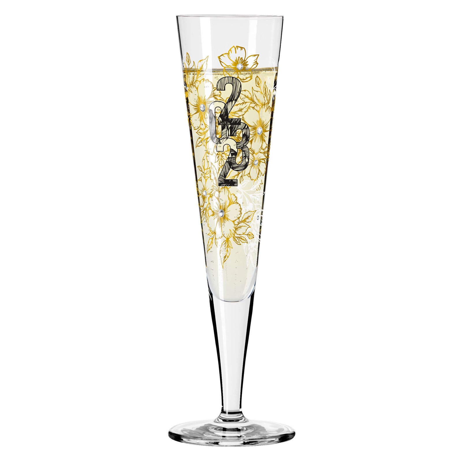 RITZENHOFF Champagnerglas BRILLIANTNACHT R. BOHNENBERG mit edlen Kristallen