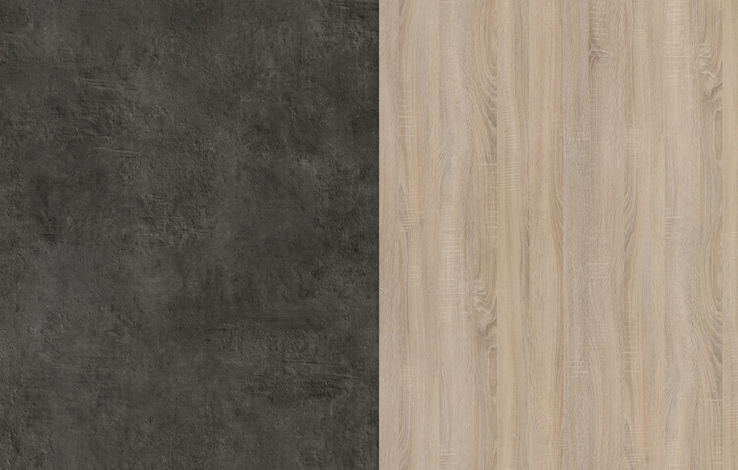 Parisot Küche mit Buffet FUMAY 21 Eiche/Beton-Optik ca. 300 x 186 x 60 cm