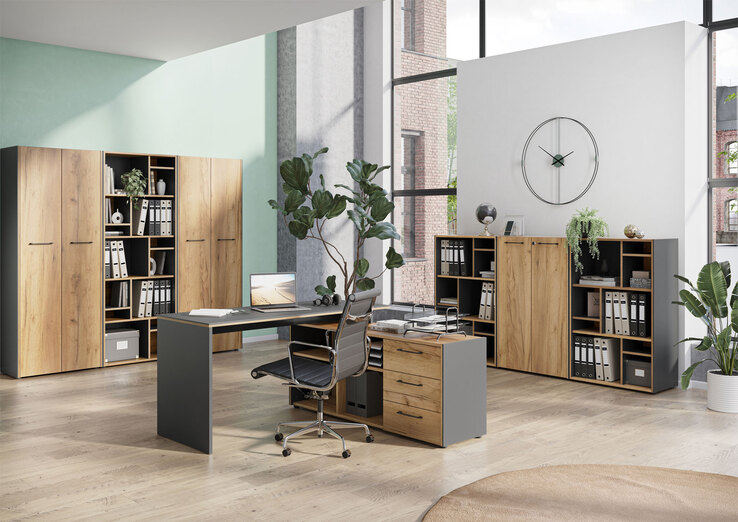 vito Aktenregal PODIUM 75 x 120 cm Graphit/ Navarra Eiche