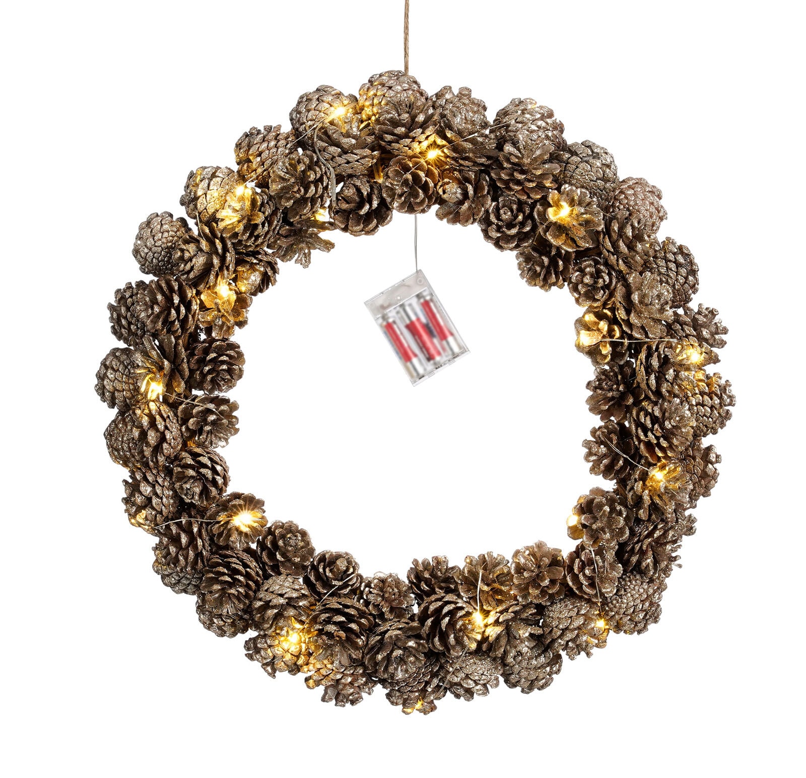 MICA DECORATIONS LED Lichtobjekt Weihnachtskranz 48 cm braun /champagner