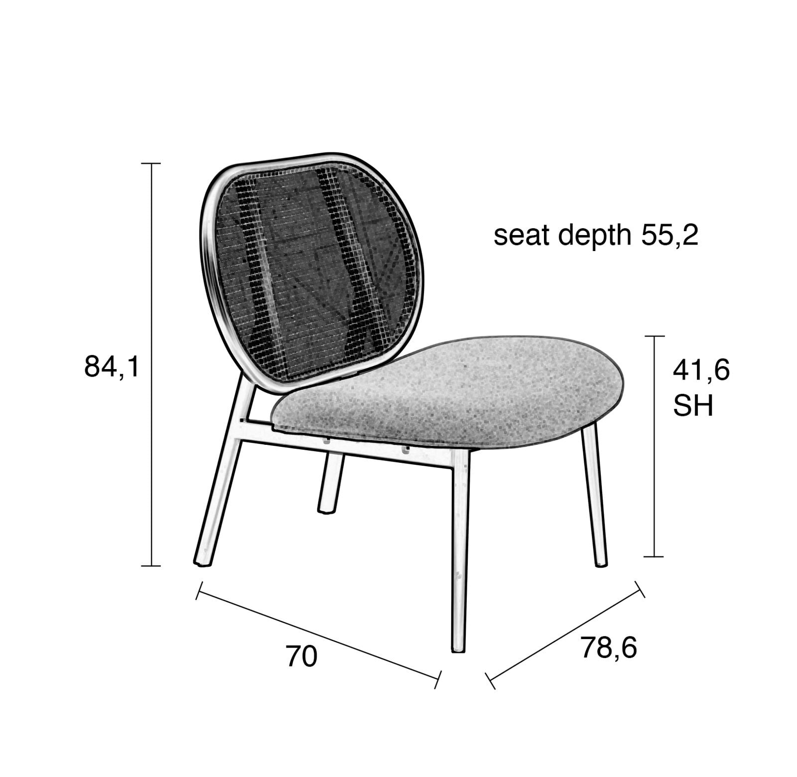 zuiver Sessel SPIKE grau/ Natur