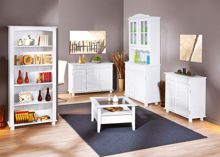 Buffet ADRIAN 88x198x43 cm Massivholz Kiefer weiß