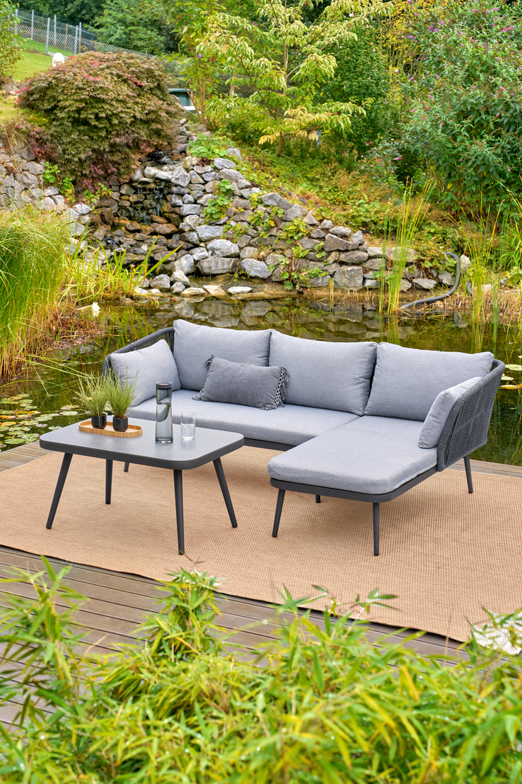 Garden FLAIR Living Gartenlounge LIBRA 3-teilig anthrazit /hellgrau