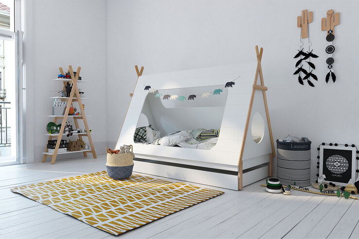 Spielbett TIPI 90 x 200 cm weiß