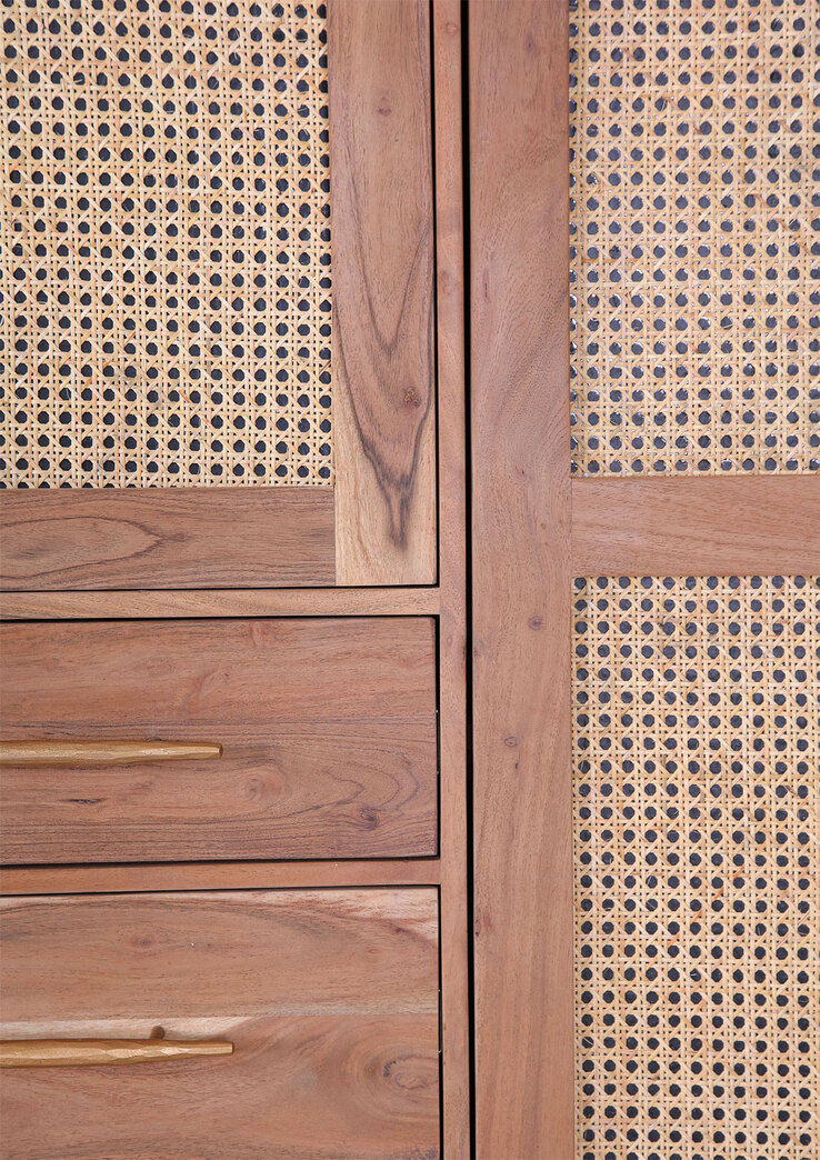 INTERhome Schrank STRANGE 100 x 180 cm Akazie massiv/goldfarbig