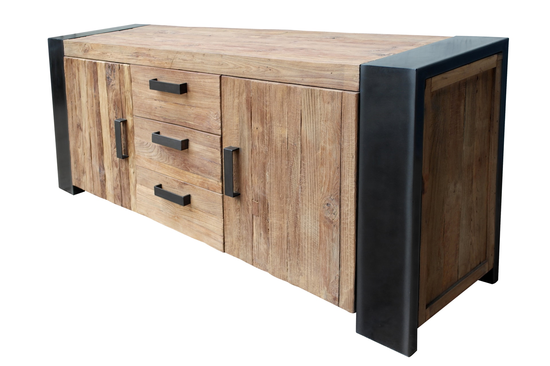 Sideboard 192 x 85 cm Teak mit Metall