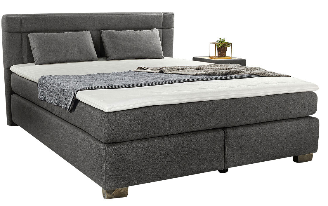 Boxspringbett EILIN 180 x 200 cm Stoffbezug grau