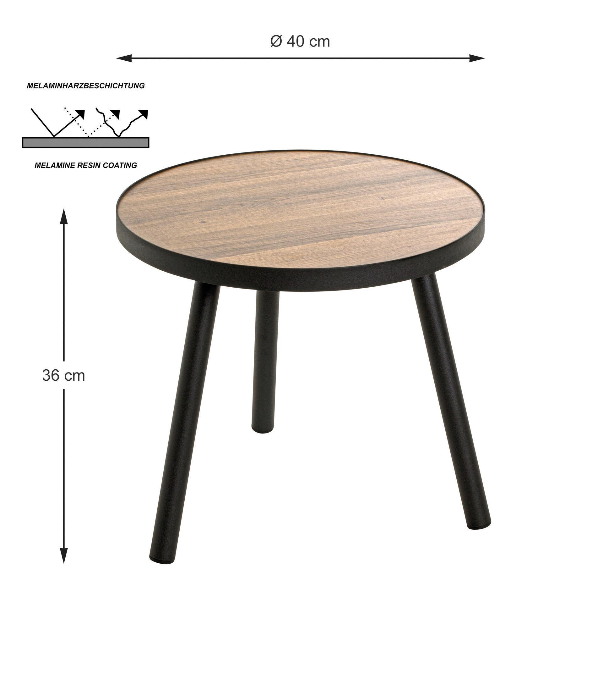 Beistelltisch GENUA 40 x 36 cm braun/ schwarz