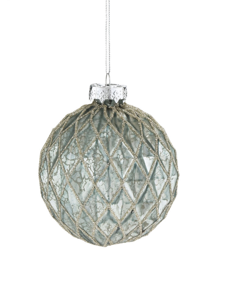 casaNOVA Weihnachtskugel 8 cm grün /Glitzer goldfarbig