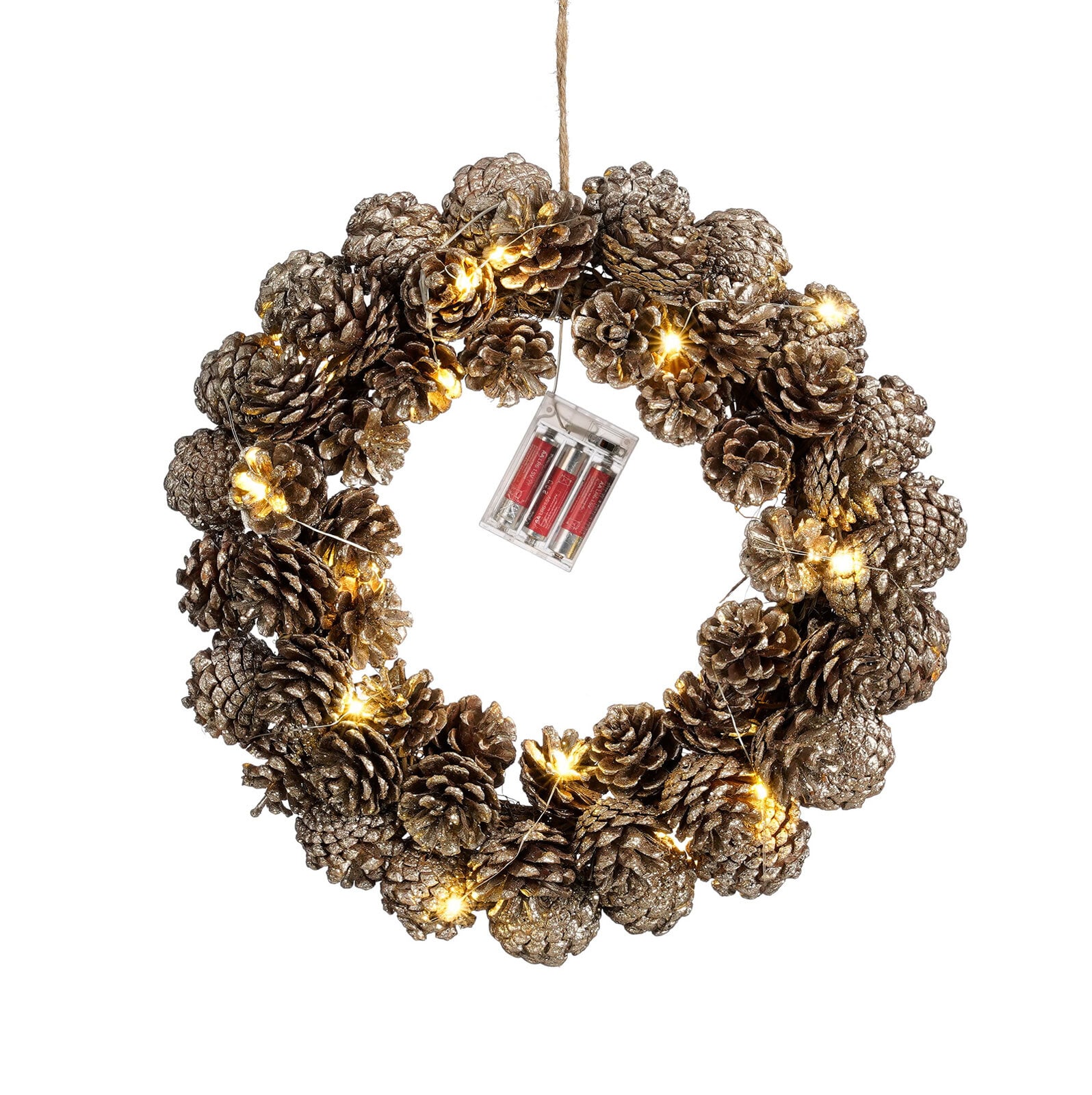 MICA DECORATIONS LED Lichtobjekt Weihnachtskranz 38 cm braun /champagner