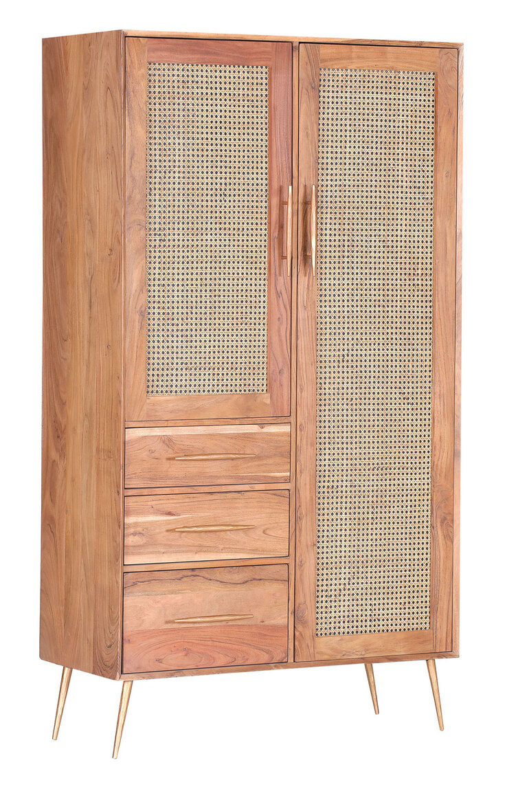 INTERhome Schrank STRANGE 100 x 180 cm Akazie massiv/goldfarbig