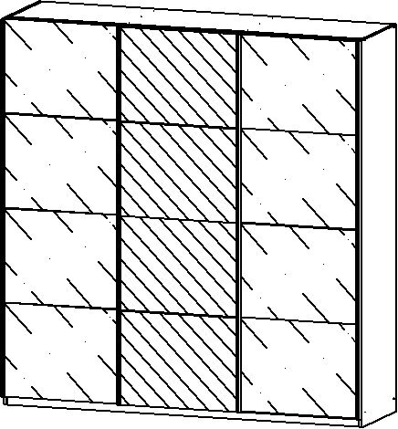 Kleiderschrank KULMBACH 203 x 210 cm Seidengrau/Grauglastüren